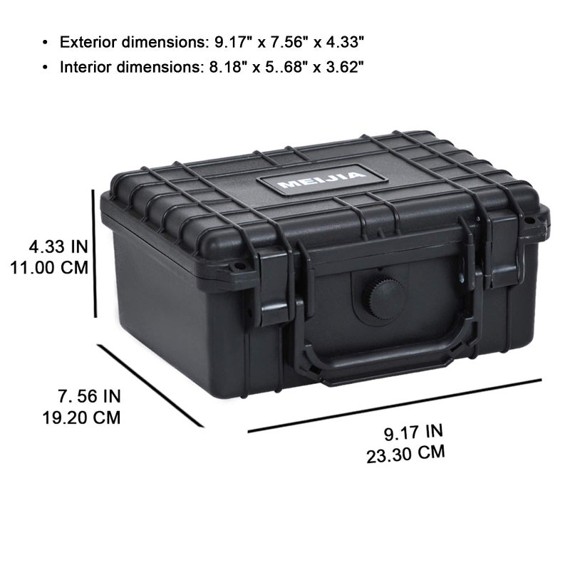 MEIJIA Portable Waterproof Protective Hard Case,Compact Camera Case with Customizable Fit Foam,Elegant Black,Fit for Drones,Camera,Lens, 9.17inchx7.56inchx4.33inch, Black, Dry Case - Image 3